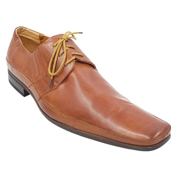 Zota Men Plain Square Toe Derby Oxfords Size US 13 Brown Leather - Picture 1 of 6